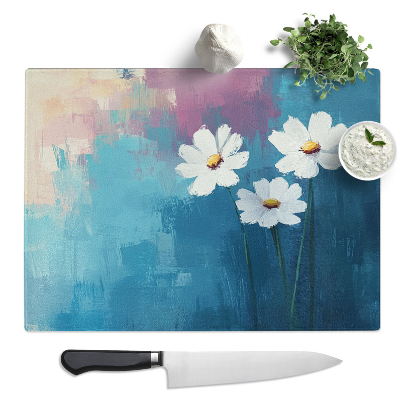 Daisies Flowers Vol.4  Glass Chopping Board