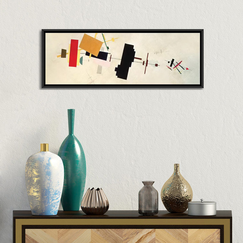 « suprematist composition no. 56 1936 », reproduction d’impression sur toile, H 12 po x l 36 po x P 1,5 po, Cadre noir