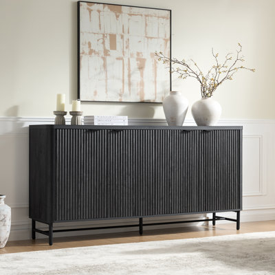 65" Wide Fluted Sideboard Buffet Cabinet with Adjustable Shelves, Modern Storage Credenza for Dining Room, Living Room and Entryway