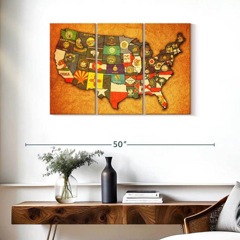Aliaz State Flags USA Map, 24" H x 38" W