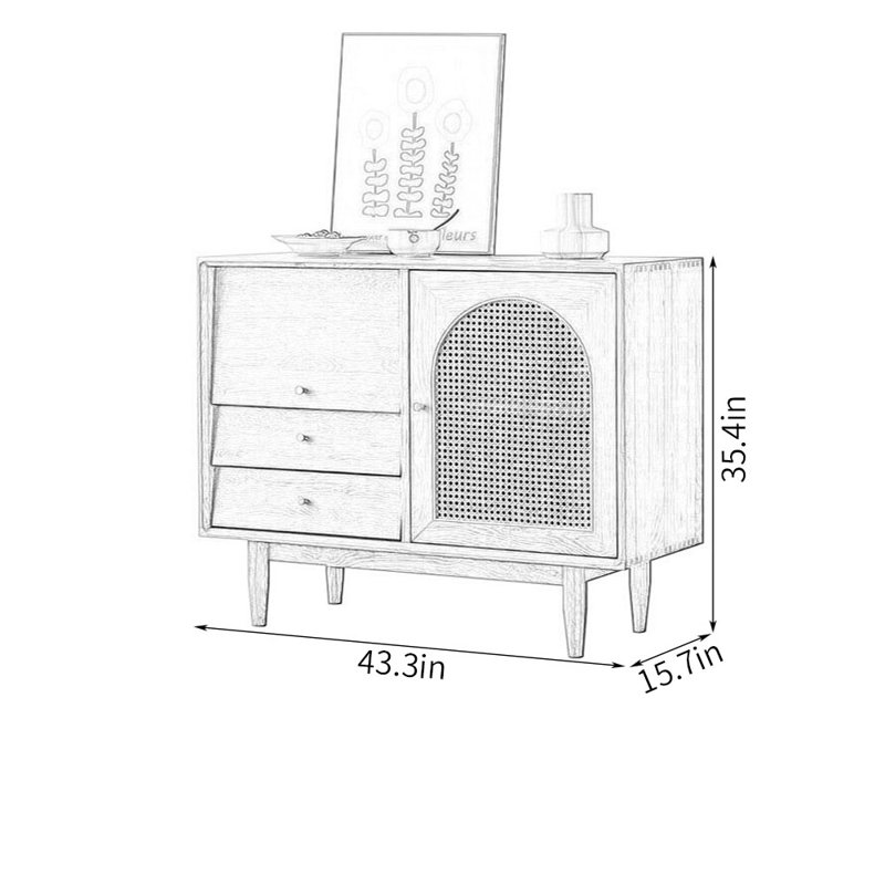 Buffet Raynoldo, H 35,4 po x l 43,3 po x P 15,7 po