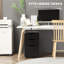 Armoires | Classeur vertical mobile 3 tiroirs | Support pour imprimante à roulettes | Compact sous le bureau | Panneau de particules noir | Contemporain | Bureau