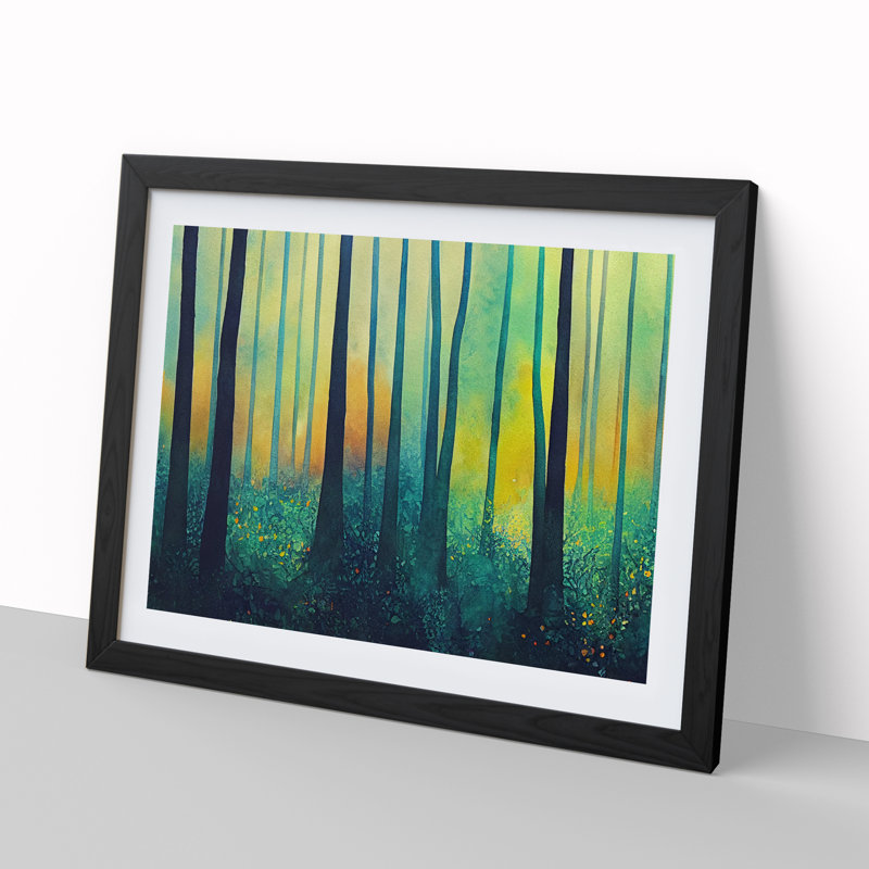 XH1022-8859X Terrific Colourful Forest 1 Piece Single Picture Frame Painting, 25cm H x 34cm W x 2cm D, Black