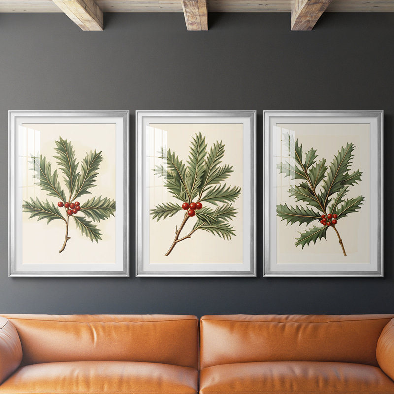 Art des Fêtes de Noël - série 2 - CCLXII - reproduction encadrée de qualité supérieure sur mesure mat - 3 pièces