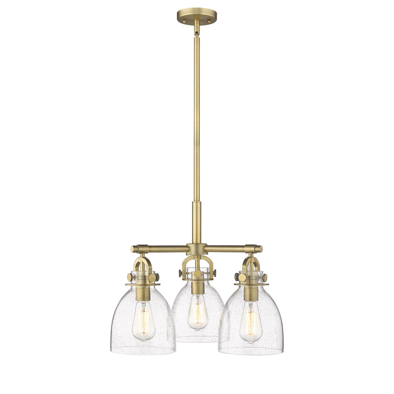 Luminaire suspendu sur tige 7 lumières Sloatsburg, Laiton brossé, Bullé
