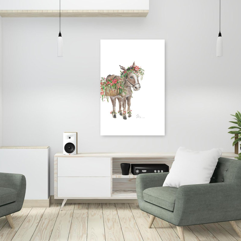 Christmas Donkey II 1 Piece Wrapped Canvas Wall Art, 91.44cm H x 60.96cm W