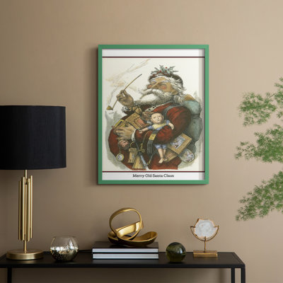 Merry Santa Framed Print - Solid Wood