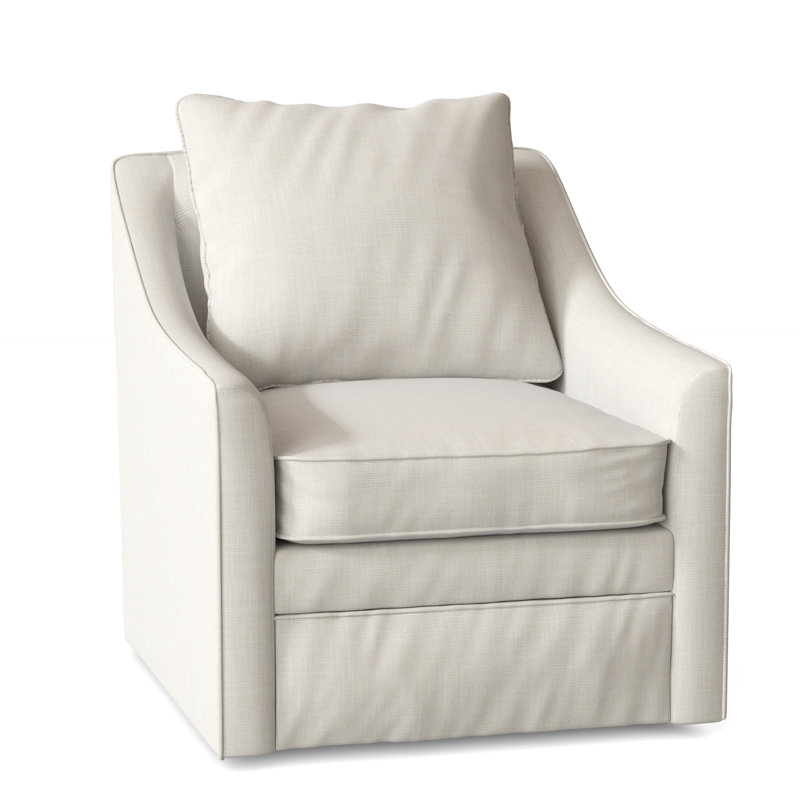 Quincy Upholstered Swivel Armchair, Conversation Pearl Basketweave