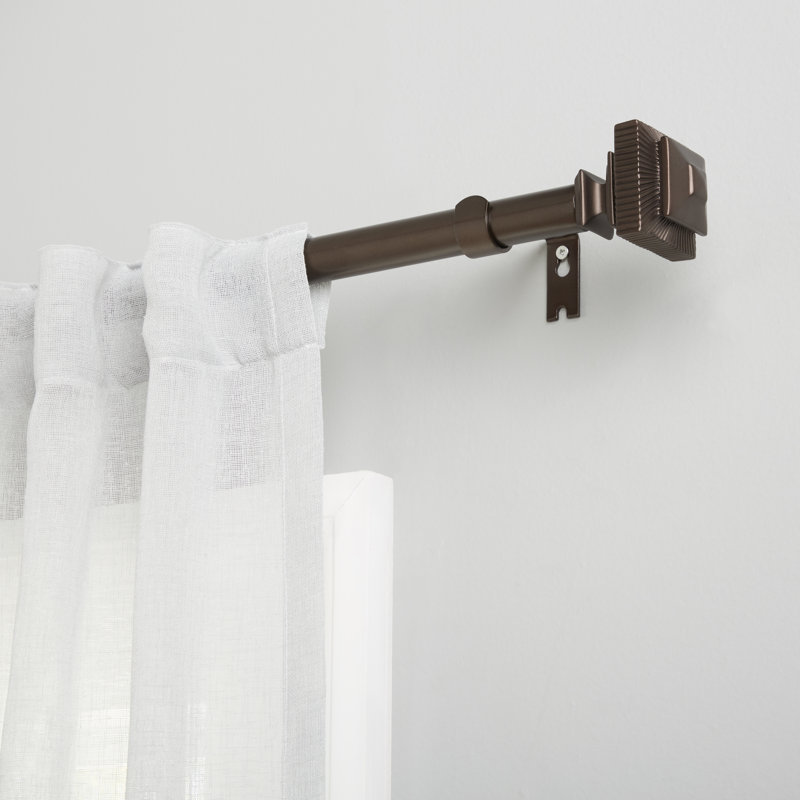 Oil Rubbed Bronze Adjustable Curtain Rod with Square Finials