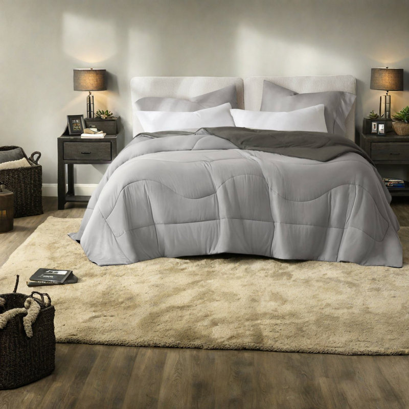 Premium Cooling Bedding Sets, Nylon Tencel Comforter, Modern Gray Look