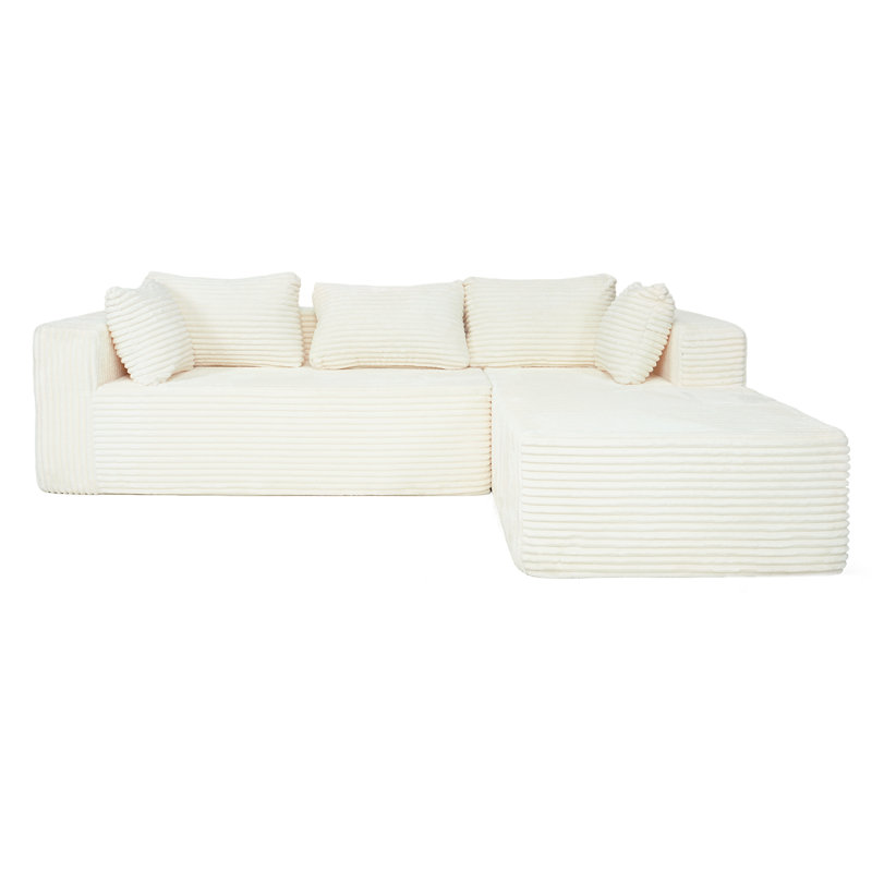 Compression Sectionals 100 Inch Corduroy Modern L Shaped Sofa For Home