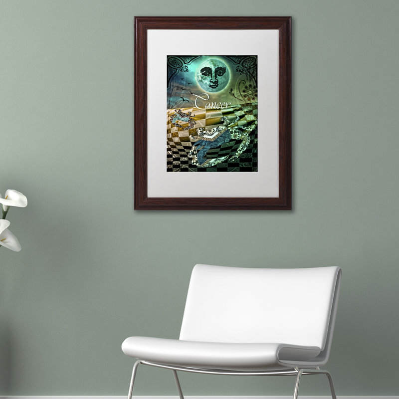 «Jadaya Art Nouveau Zodiac Cancer», impression encadrée, Noir, H 20 po x l 16 po x P 0,5 po, Argent