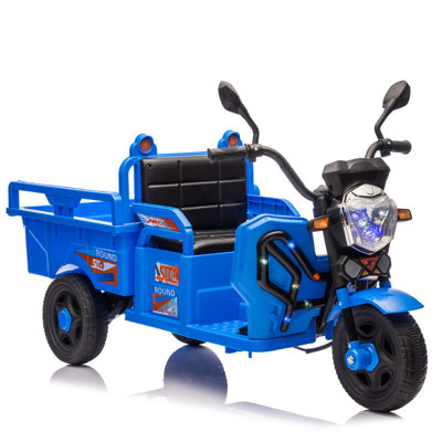 12V Kids Electric 3-Wheel Cargo Truck,2WD,Anti-Slip Wheels,Long Battery Life,Large Storage Space,Extra Wide Seat with LED Lights & Music,Stable Electr