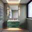 Meuble-lavabo flottant mural moderne 36 po avec lavabo, armoire de rangement avec 2 tiroirs, lavabo en céramique blanche sans robinet, vert