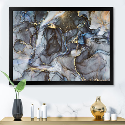 " Black Gold Infused Liquid Art II " Painting Print
