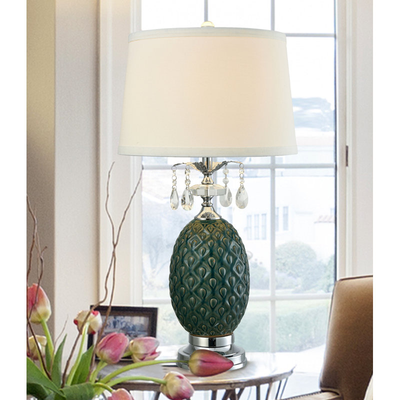 Maxie Crystal Table Lamp with Crystal and Ceramic Base
