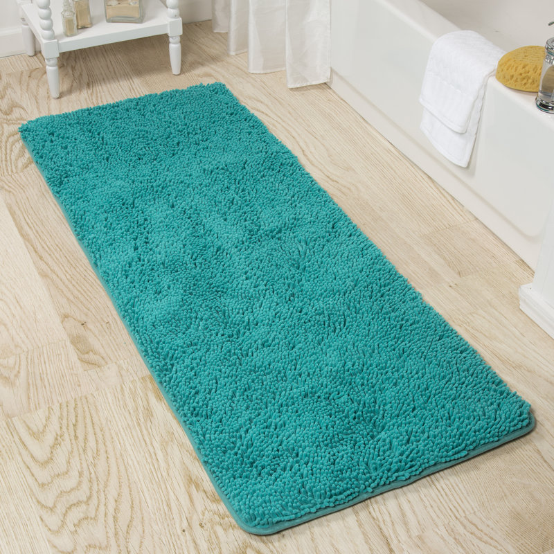 Lavish Home Bath Mat - 58x24-Inch Bathroom Runner with Non-Slip Backing - Absorbent High-Pile Chenille Memory Foam Bathroom Rug