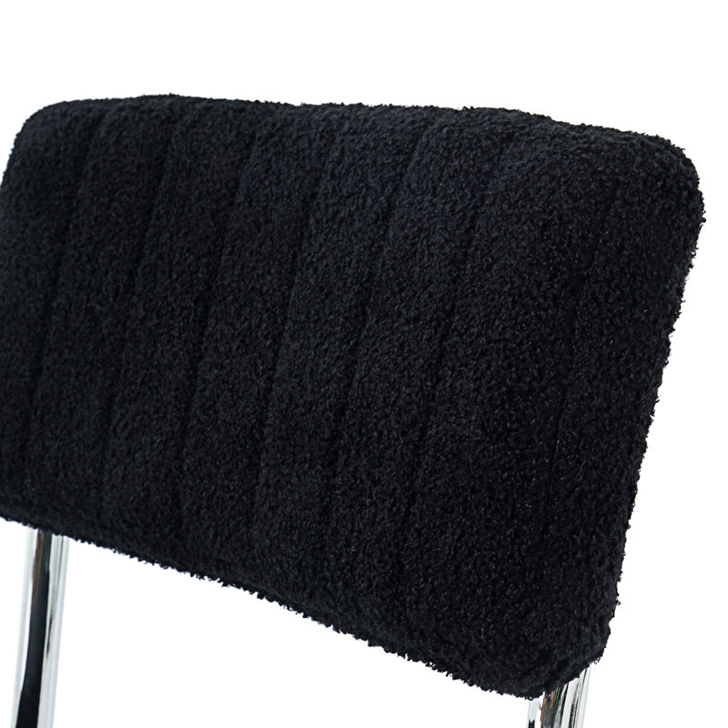Ensemble de 4 chaises de salle à manger rembourrées, Argent argent, Noir