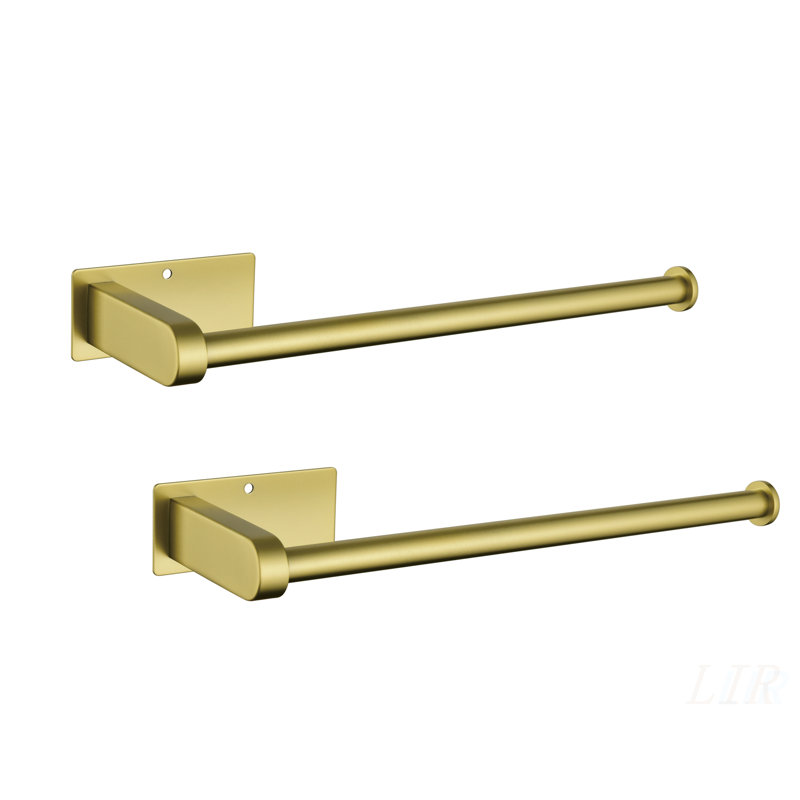 2 Pack Wall Mount Paper Towel Holder, Self-Adhesive Under Cabinet Organizer for Kitchen Storage and Organization, 12 Inch, Brushed Gold