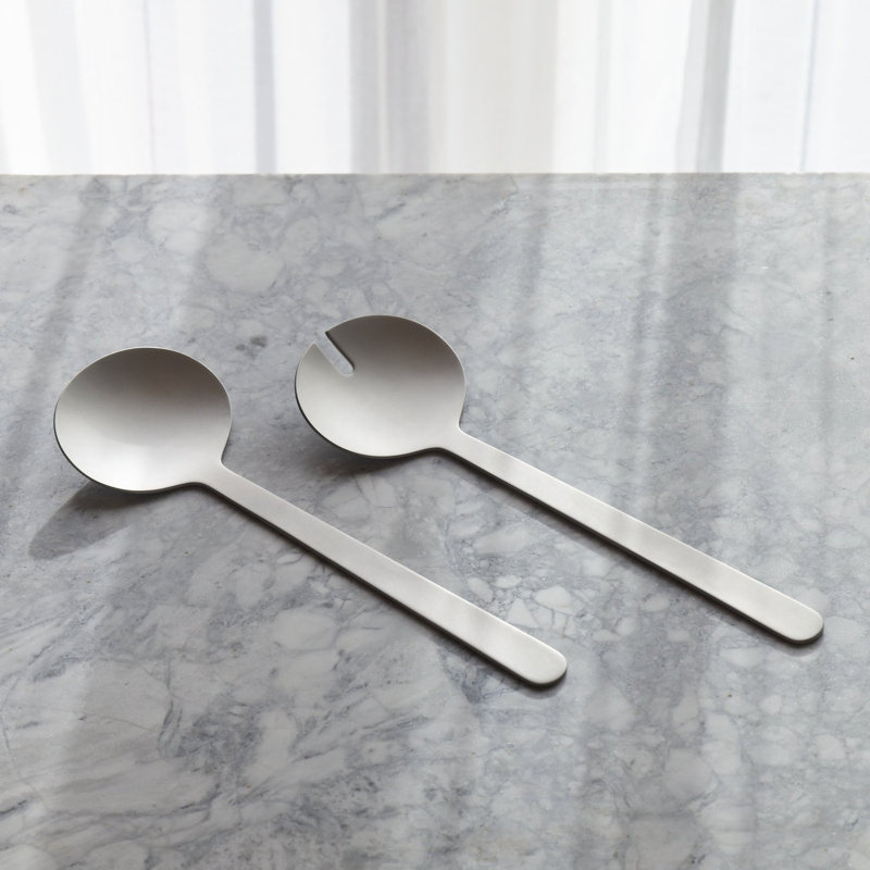 Stainless Steel Salad Servers S/2, Matt Stainless Steel