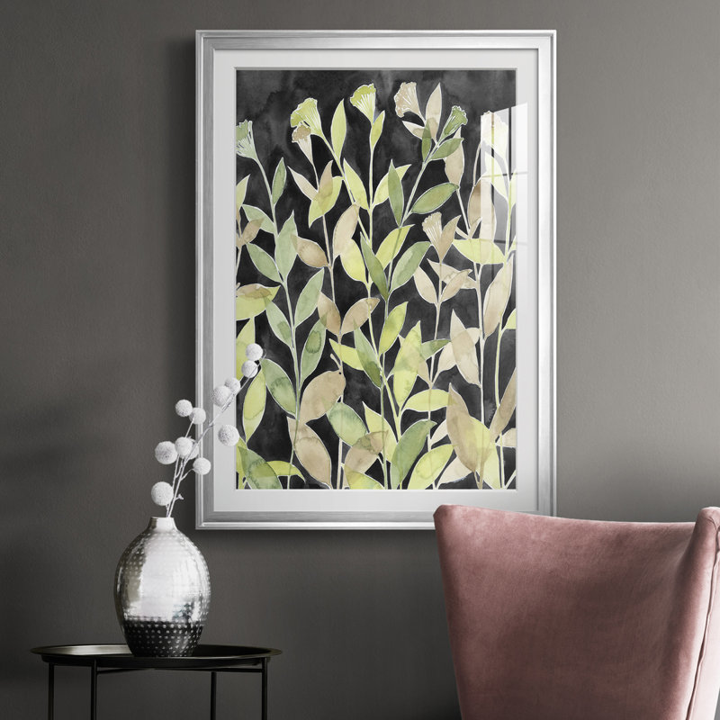 Encre «Blooming Night I» - Impression, H 42,5 po x l 30,5 po x P 1 po, Argent