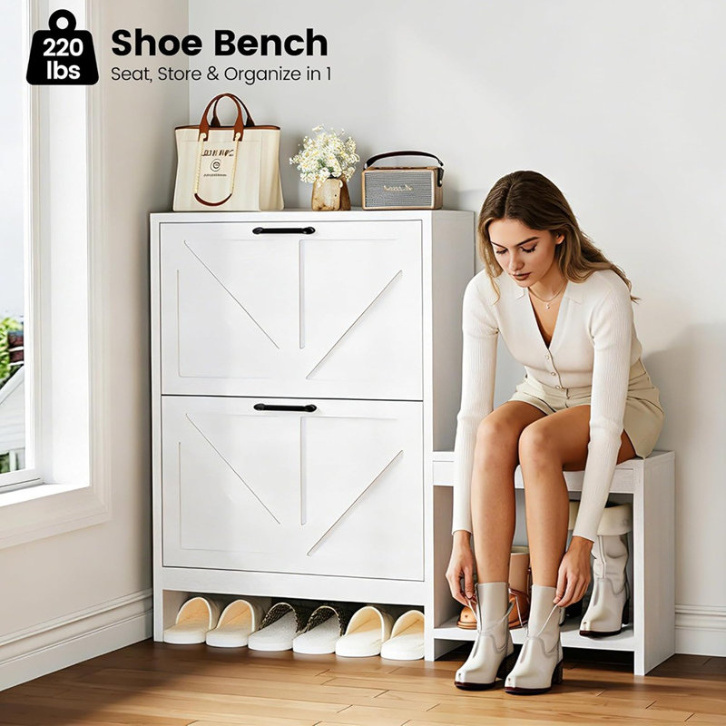 Arbre d'entrée 5-en-1 avec armoire rabattable, tablettes réglables, portemanteau, tablette à accès rapide, sécurité anti-basculement pour les enfants et les animaux de compagnie