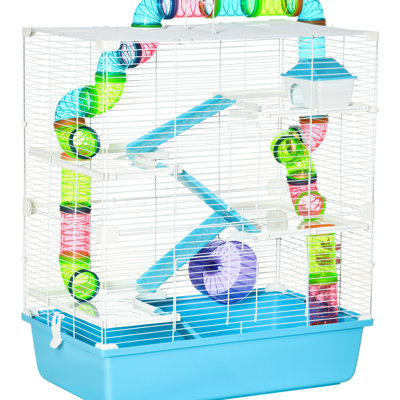 Blue Extra Large Hamster Cage With Tubes, Tunnels & Food Dish - 5 Portable Tubes 5, Blue, Design