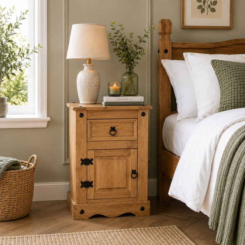 35cm W Solid Wood Bedside Table