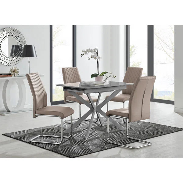 Tierra 4 - Person Dining Set, 75H x 100W x 80D, Cappuccino