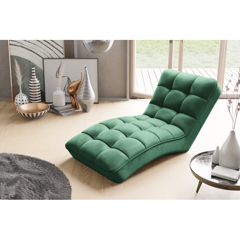 Zakariyya Upholstered Chaise Lounge, Green