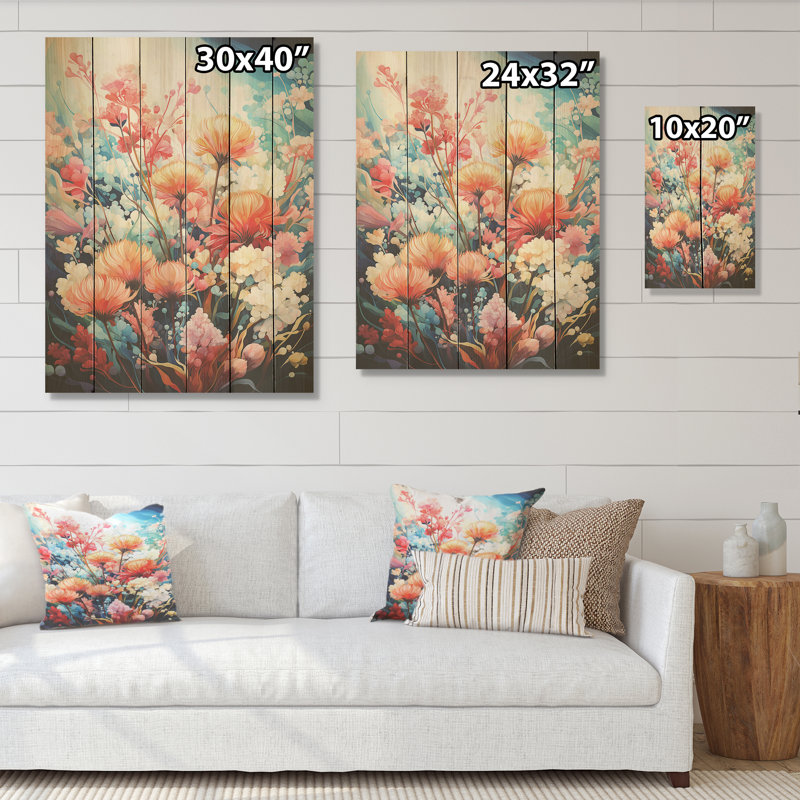 «Coral Reef Barrier Gracefulness» - art mural bois de corail sous l'eau sur bois de pin naturel, H 20 po x l 10 po