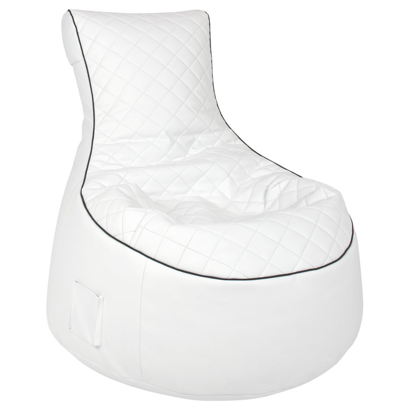 Petit fauteuil à billes en similicuir, Simili cuir blanc