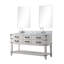 Meuble-lavabo double en chêne blanc 60 po X P 22 po D, comptoir en marbre de Carrare, ensemble de robinet et Miroirs-118024562