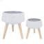 S / 2 POT AVEC PIEDS EN BOIS