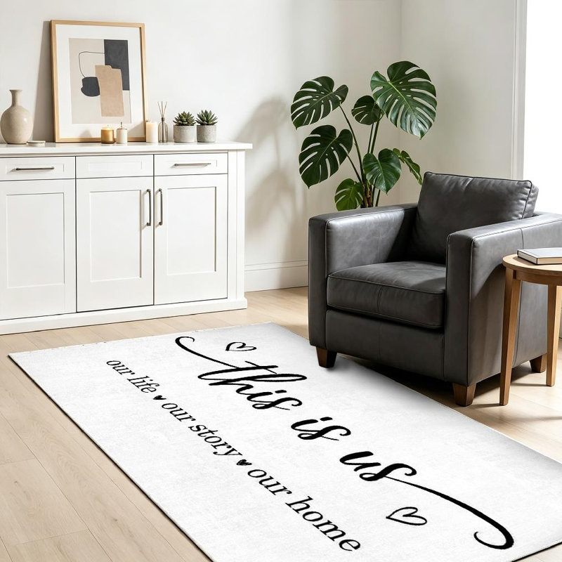 Tapis d'intérieur blanc lavable à la machine Story Home, Rectangle 39 po x 63 po