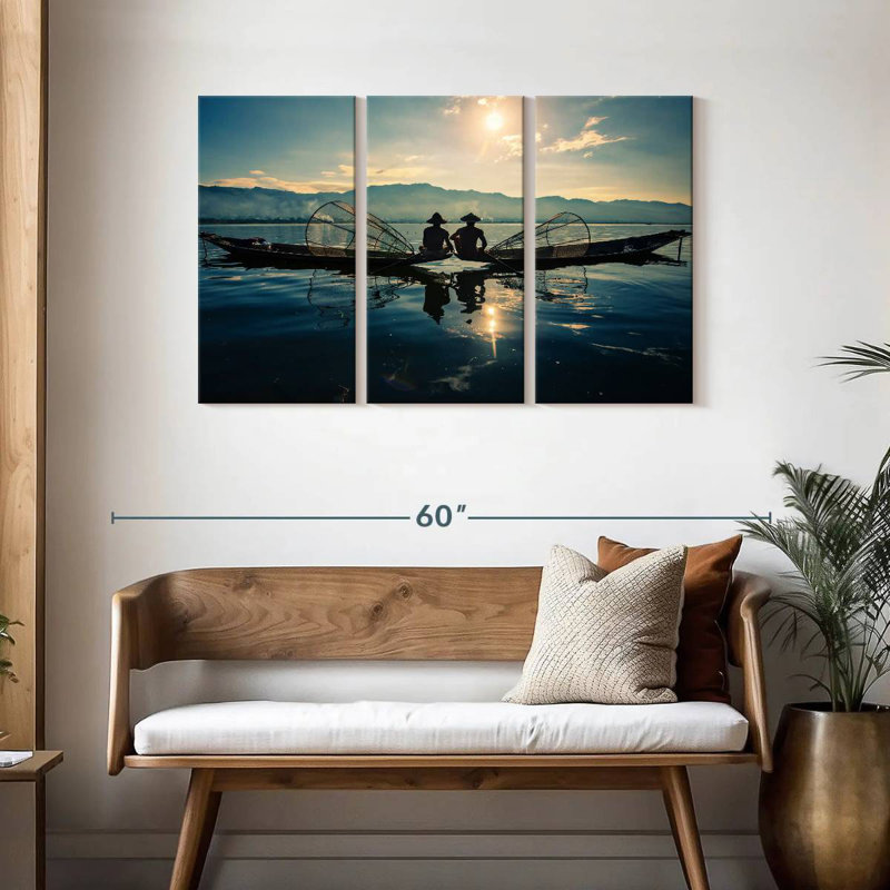 Pêcheurs du lac Senne Inle en Burma II, H 28 po x l 45 po
