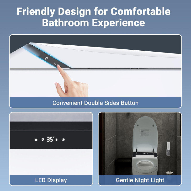 Elongated One Piece Smart Toilet with Bidet | Tankless, Heated Seat, Warm Water Wash, Auto Flush, Foot Sensor & LED