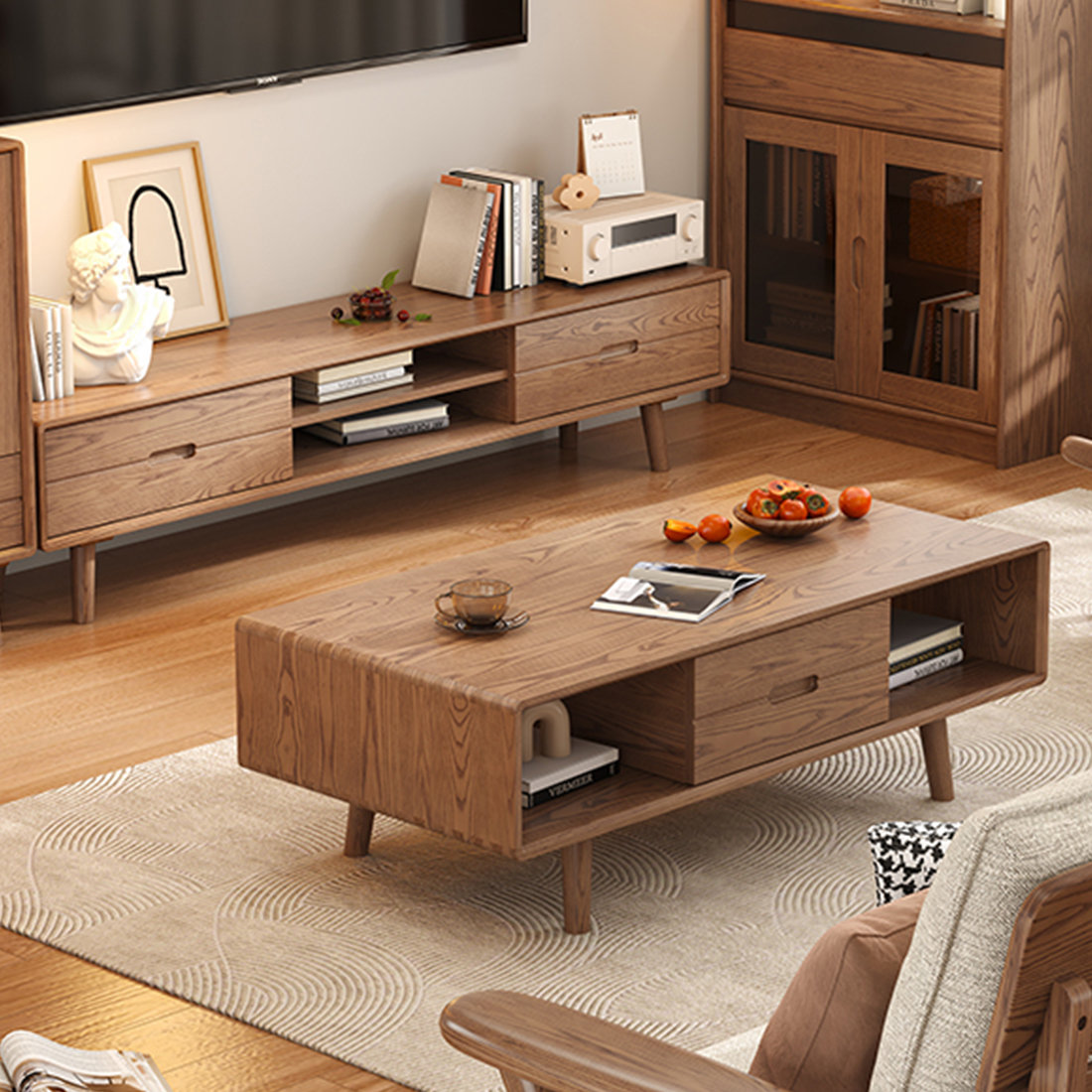 Corrigan Studio® Ash Wood TV Stand and Coffee Table Set | Wayfair
