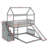 Adorable Twin Over Full House Bunk Bed With An Entertaining Slide And Convenient Stairs-702698005