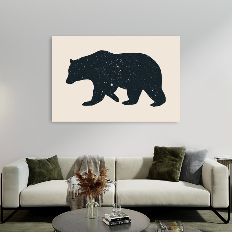 Ours cosmique, paysage abstrait contemporain, affiche murale nature, H 40 po x l 60 po