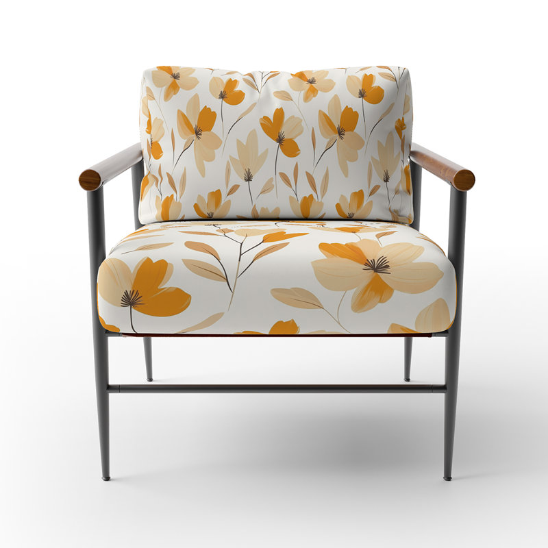 Chaise d'appoint floral Floral, Bras ronds bruns