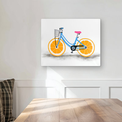 Orange Wheel Bike - Blue Sports Metal Print for Home Decor