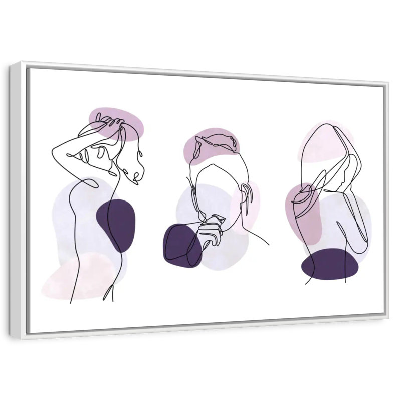 Women One Line, 46 po x 31 po, Cadre flottant blanc