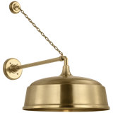 Thomas O'Brien, "Academy 17.5" Anchored Mack Barn Light in Hand-Rubbed Antique Brass with 8" Rockhouse Shade