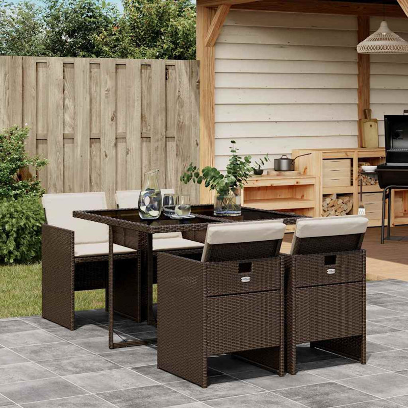 Patio Dining Set with, Cream White, Brown