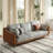 Modern Orange Faux Leather 83.4" Sofa With Streamlined Silhouette