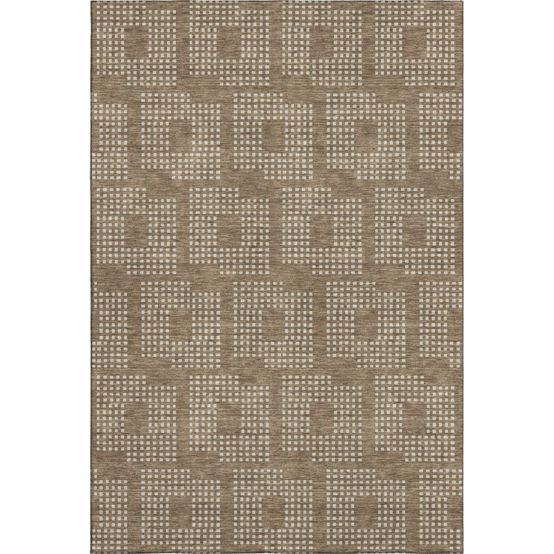 Premium Machine Washable Prisco Brown Rug, Rectangle 9' x 12'