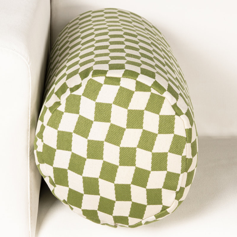 Coussin décoratif Terrace, Vert géométrique, Traversin H 8 po x l 21 po