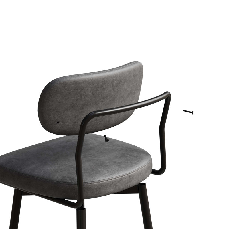 360 ° Rotating Bar Chair Bar Stool Bar Stools Set Of 2 Piece Set With Leather Cushions And Iron Brackets, Grey