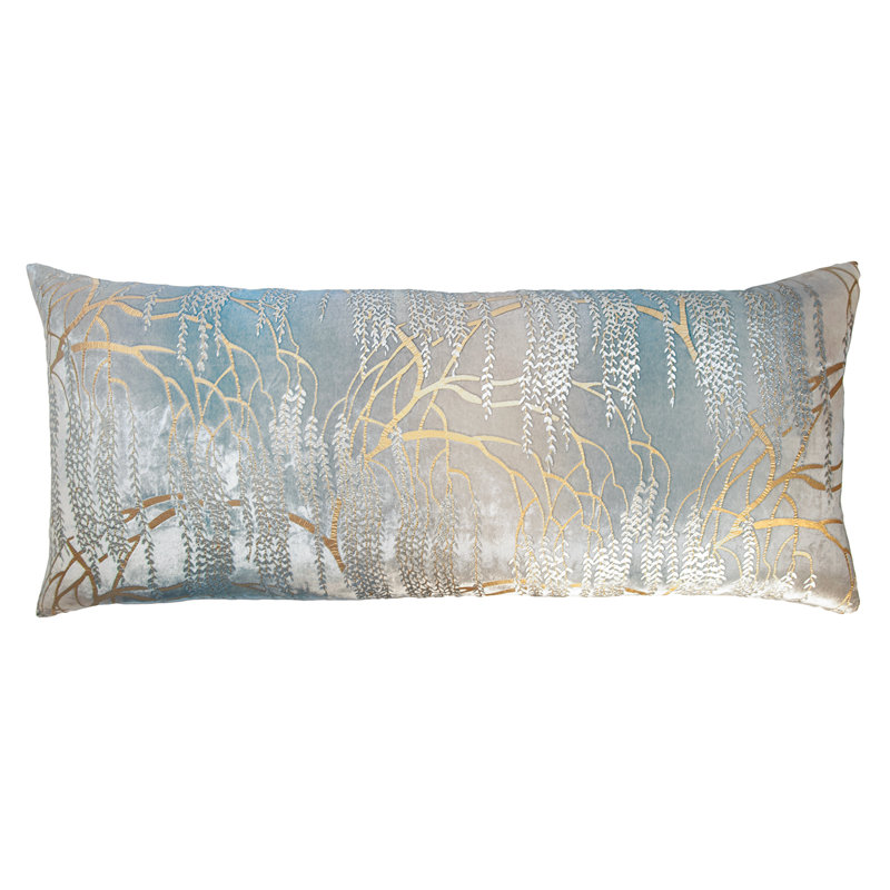 Metallic  Rectangular Velvet Pillow Cover & Insert, Rectangle 7"H x 15"W, Robin's Egg